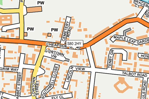 S80 2HY map - OS OpenMap – Local (Ordnance Survey)