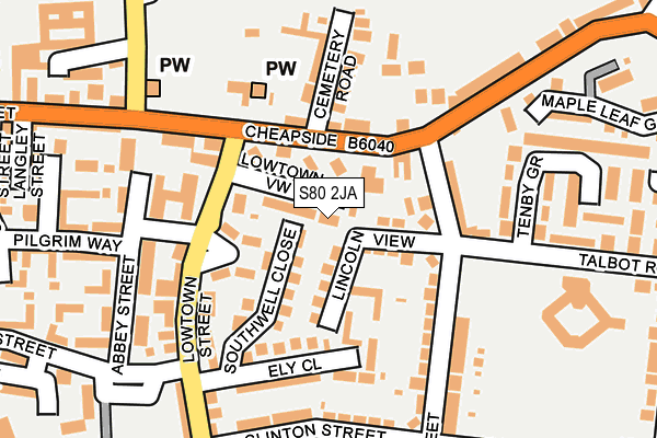S80 2JA map - OS OpenMap – Local (Ordnance Survey)