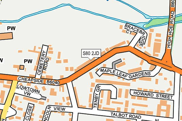 S80 2JD map - OS OpenMap – Local (Ordnance Survey)