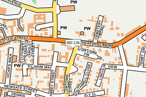 S80 2JN map - OS OpenMap – Local (Ordnance Survey)