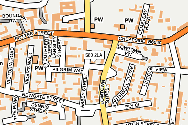 S80 2LA map - OS OpenMap – Local (Ordnance Survey)