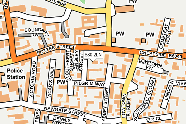 S80 2LN map - OS OpenMap – Local (Ordnance Survey)