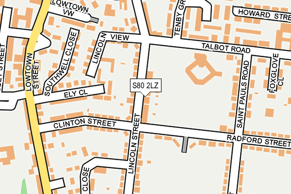 S80 2LZ map - OS OpenMap – Local (Ordnance Survey)