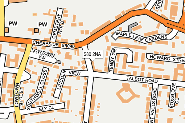 S80 2NA map - OS OpenMap – Local (Ordnance Survey)