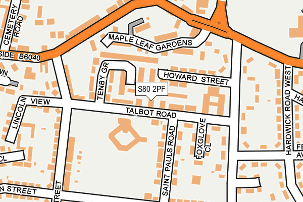 S80 2PF map - OS OpenMap – Local (Ordnance Survey)
