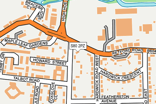 S80 2PZ map - OS OpenMap – Local (Ordnance Survey)