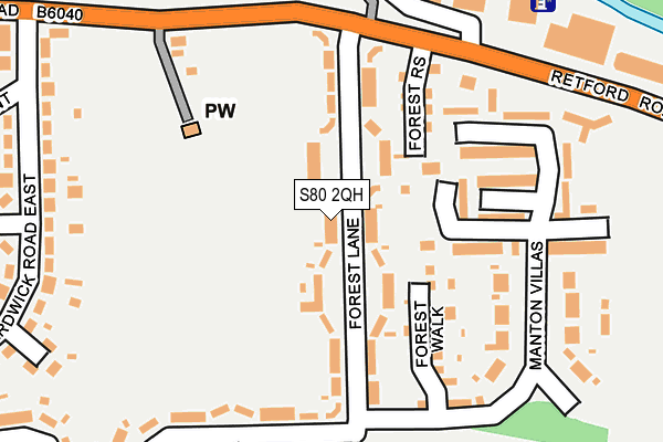 S80 2QH map - OS OpenMap – Local (Ordnance Survey)