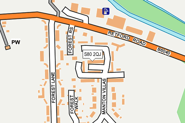 S80 2QJ map - OS OpenMap – Local (Ordnance Survey)