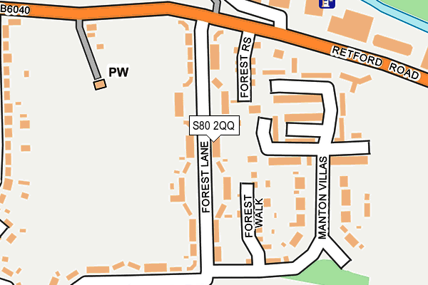 S80 2QQ map - OS OpenMap – Local (Ordnance Survey)