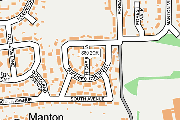 S80 2QR map - OS OpenMap – Local (Ordnance Survey)