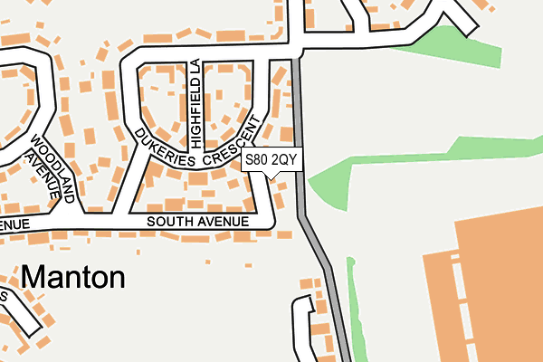 S80 2QY map - OS OpenMap – Local (Ordnance Survey)