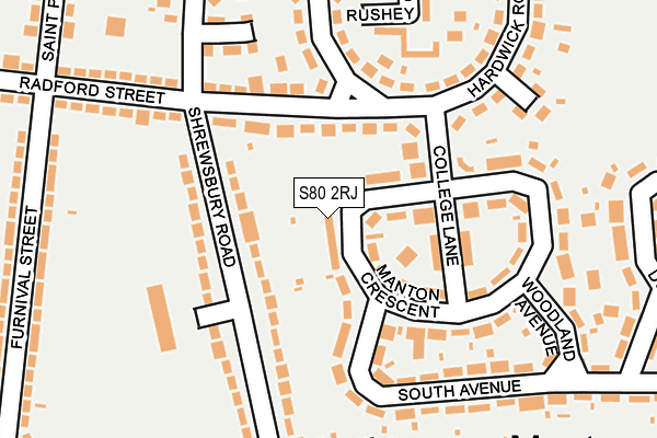 S80 2RJ map - OS OpenMap – Local (Ordnance Survey)