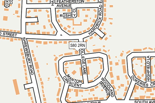 S80 2RN map - OS OpenMap – Local (Ordnance Survey)