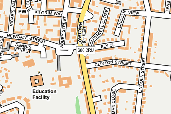 S80 2RU map - OS OpenMap – Local (Ordnance Survey)