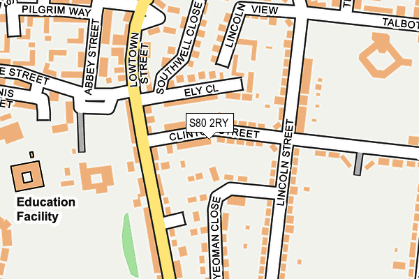 S80 2RY map - OS OpenMap – Local (Ordnance Survey)