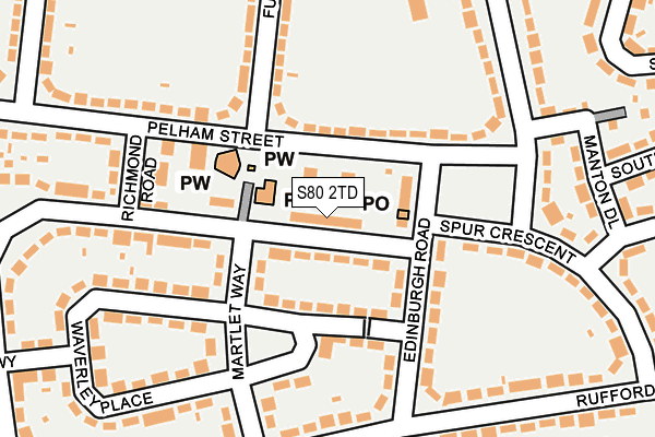 S80 2TD map - OS OpenMap – Local (Ordnance Survey)