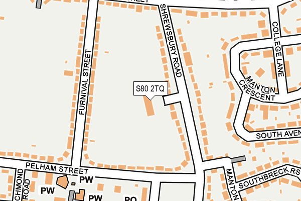 S80 2TQ map - OS OpenMap – Local (Ordnance Survey)