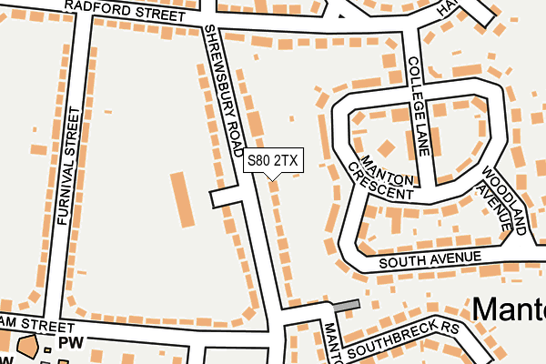 S80 2TX map - OS OpenMap – Local (Ordnance Survey)