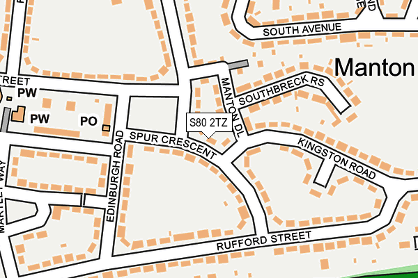 S80 2TZ map - OS OpenMap – Local (Ordnance Survey)