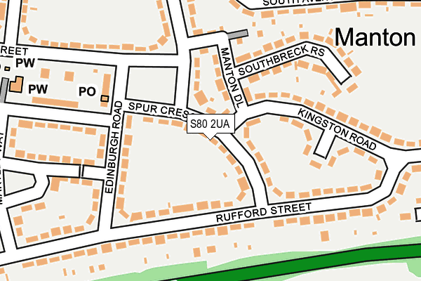 S80 2UA map - OS OpenMap – Local (Ordnance Survey)