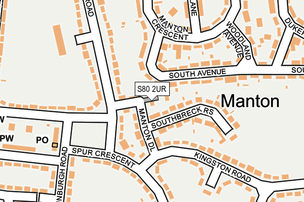 S80 2UR map - OS OpenMap – Local (Ordnance Survey)