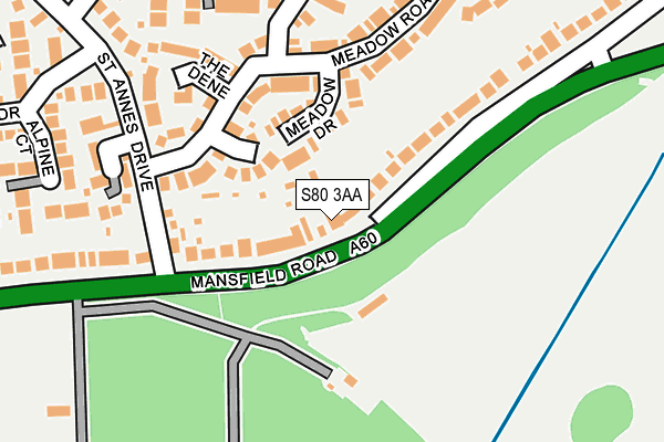 S80 3AA map - OS OpenMap – Local (Ordnance Survey)