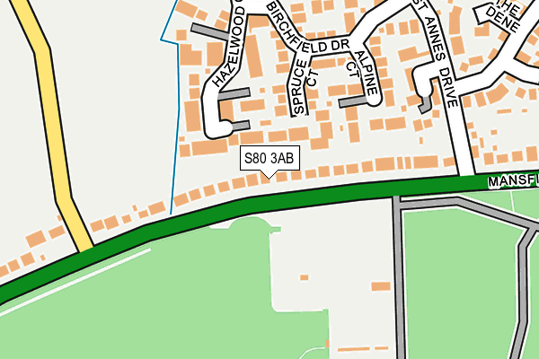 S80 3AB map - OS OpenMap – Local (Ordnance Survey)