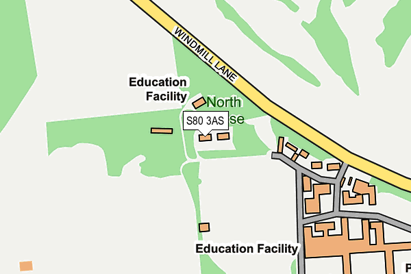 S80 3AS map - OS OpenMap – Local (Ordnance Survey)