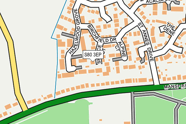 S80 3EP map - OS OpenMap – Local (Ordnance Survey)