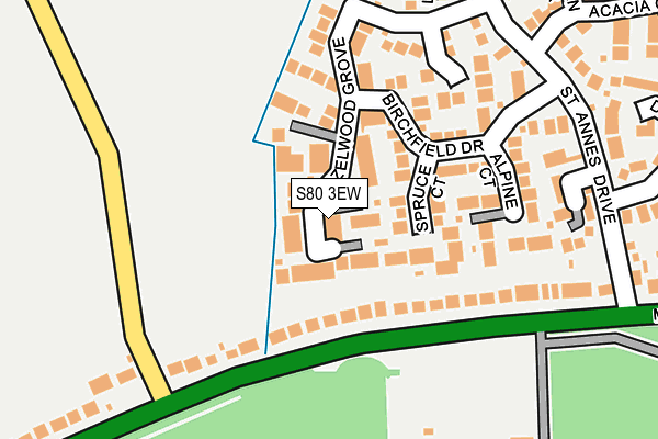 S80 3EW map - OS OpenMap – Local (Ordnance Survey)