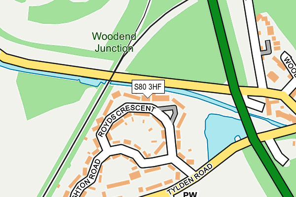 S80 3HF map - OS OpenMap – Local (Ordnance Survey)