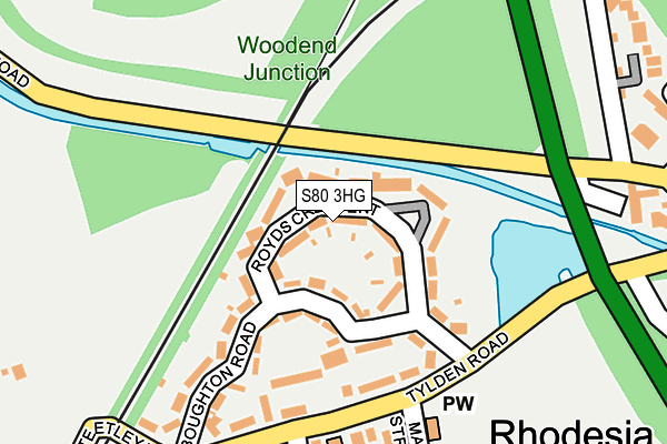 S80 3HG map - OS OpenMap – Local (Ordnance Survey)