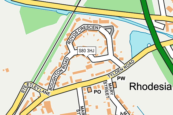 S80 3HJ map - OS OpenMap – Local (Ordnance Survey)