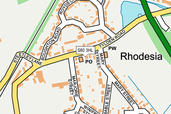 S80 3HL map - OS OpenMap – Local (Ordnance Survey)