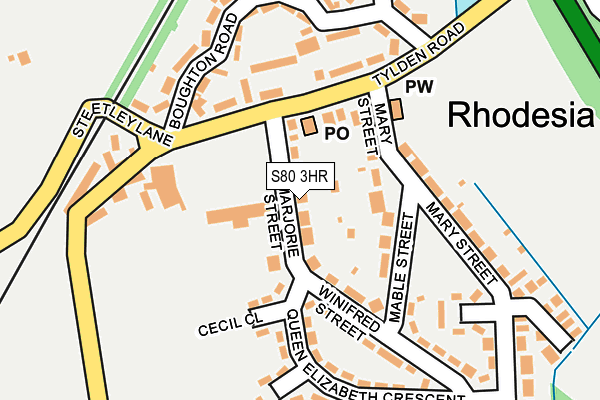 S80 3HR map - OS OpenMap – Local (Ordnance Survey)