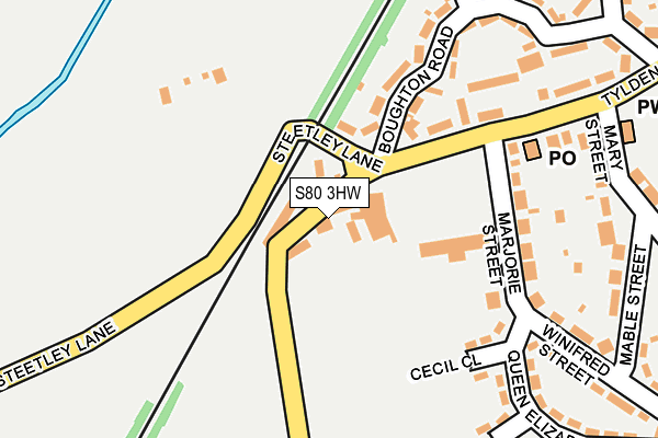 S80 3HW map - OS OpenMap – Local (Ordnance Survey)