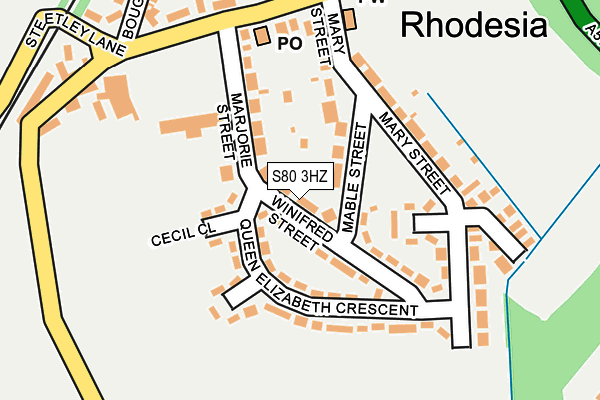 S80 3HZ map - OS OpenMap – Local (Ordnance Survey)