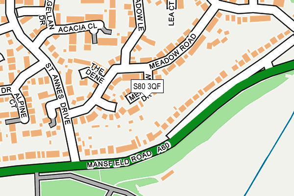 S80 3QF map - OS OpenMap – Local (Ordnance Survey)