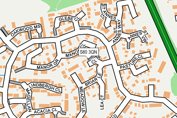 S80 3QN map - OS OpenMap – Local (Ordnance Survey)