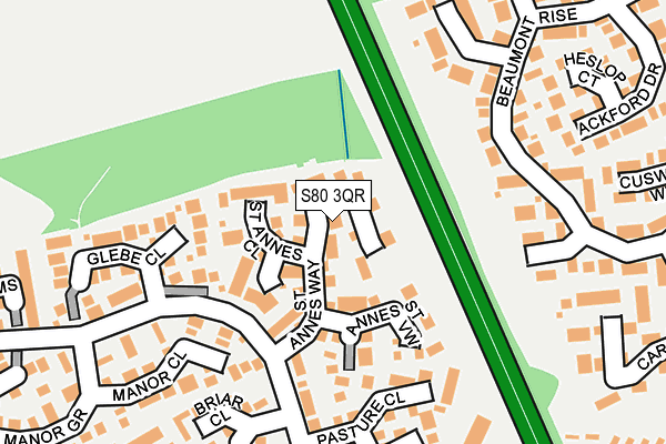 S80 3QR map - OS OpenMap – Local (Ordnance Survey)