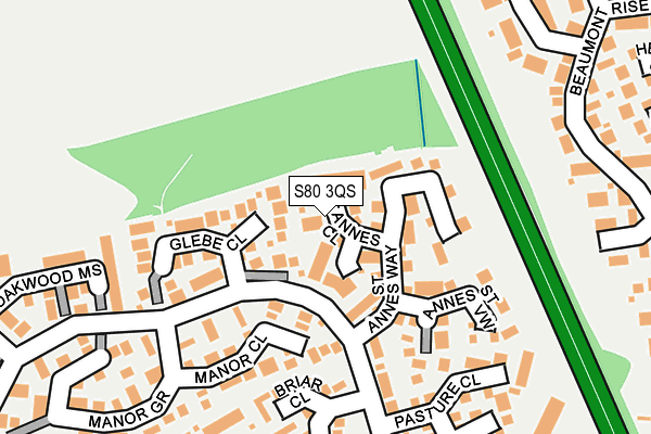 S80 3QS map - OS OpenMap – Local (Ordnance Survey)