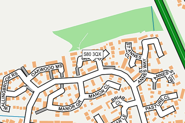 S80 3QX map - OS OpenMap – Local (Ordnance Survey)