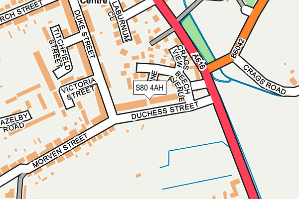 S80 4AH map - OS OpenMap – Local (Ordnance Survey)