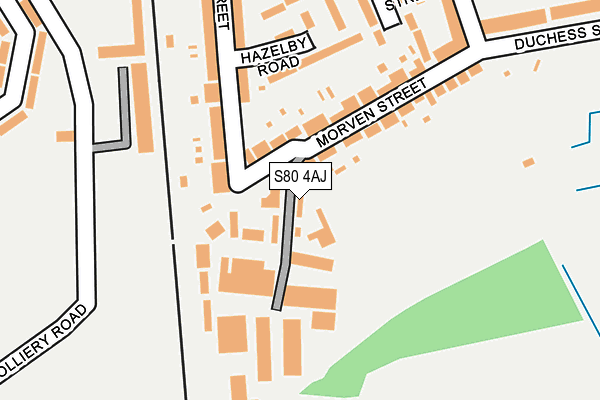 S80 4AJ map - OS OpenMap – Local (Ordnance Survey)