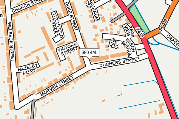 S80 4AL map - OS OpenMap – Local (Ordnance Survey)