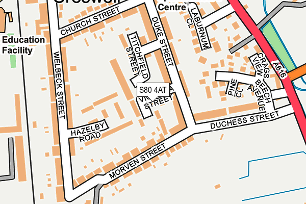 S80 4AT map - OS OpenMap – Local (Ordnance Survey)