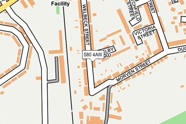 S80 4AW map - OS OpenMap – Local (Ordnance Survey)