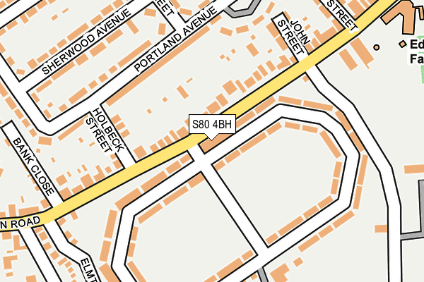 S80 4BH map - OS OpenMap – Local (Ordnance Survey)