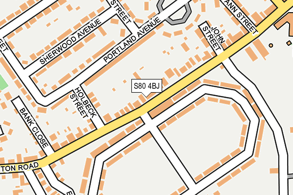 S80 4BJ map - OS OpenMap – Local (Ordnance Survey)