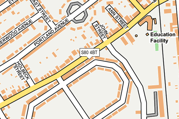 S80 4BT map - OS OpenMap – Local (Ordnance Survey)